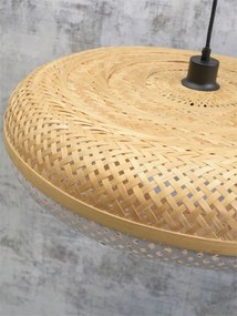 Lustra suspendata eco din bambus Palawan natur/ alb, 60x15cm