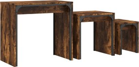 vidaXL Măsuțe suprapuse de cafea 3 buc, stejar fumuriu, lemn prelucrat