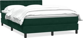 vidaXL Pat box spring cu saltea, verde închis, 160x220 cm, catifea