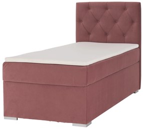 Pat boxspring, pat de o persoană, roz antic, 90x200, dreapta, ESHLY
