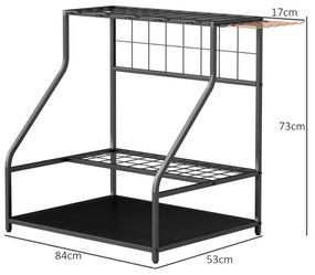 Outsunny Organizator de unelte de grădină cu cârlige suport-unelte de garaj pe 3 niveluri 84 x 53 x 73 cm portocaliu | Aosom Romania