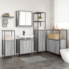 vidaXL Set mobilă baie 5 piese din lemn compus gri sonoma