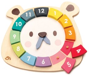 Tender Leaf Toys - Ceasul Ursul colorat din lemn - Bear Colour Clock