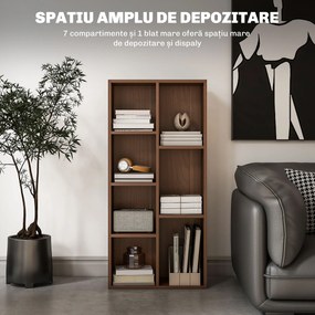 HOMCOM Bibliotecă cu 7 Suporturi Diferite, 50x24x106 cm, Maro Rustic | Aosom Romania