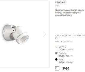 Aplica de perete moderna de exterior cu protectie IP44 XENO AP1 alba 129488
