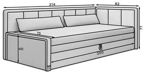 Canapea gri închis extensibilă/cu spațiu de depozitare cu tapițerie din chenille 214 cm Fulgeo – ELTAP