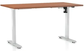 Masa inaltime reglabila OfficeTech A, 120 x 80 cm, bază albă, cireașă