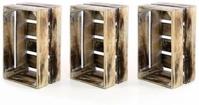 Set 3 cutii din lemn VINTAGE DIVERO maro - 44 x 28 x 19 cm
