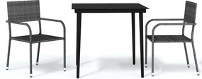 vidaXL Set mobilier pentru grădină, 3 piese, gri