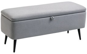HOMCOM Banca de Depozitare Acoperita cu Tesatura cu Efect de Catifea, Banca de Pat Captusita, 101x38.5x44.5 cm, Gri