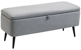 HOMCOM Banca de Depozitare Acoperita cu Tesatura cu Efect de Catifea, Banca de Pat Captusita, 101x38.5x44.5 cm, Gri