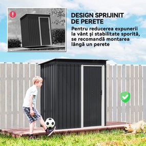 Outsunny Magazie Scule Cu Usa Glisanta Negru Usor De Montat Cu 6 Compartimente Stil Modern 163x89x182 cm | Aosom Romania