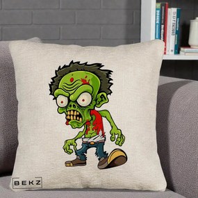Perna Decorativa Zombie Halloween, 40x40 cm, Bej Canapea, Husa Detasabila, Perna Inclusa, BEKZ®