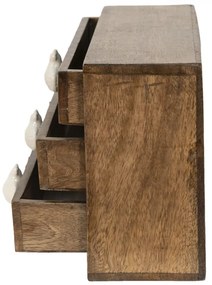 Organizator rustic cu 3 sertare, natur, din lemn, 29x14x22 cm