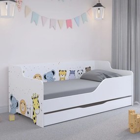 Pat pentru copii, cu design de animale, 160x80 cm