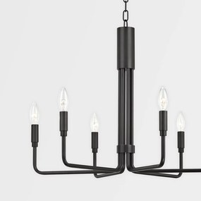 Candelabru design minimalist BRIGITTE bronz antichizat, cu 6 surse de lumina
