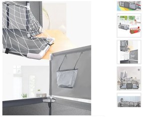 Țarc pentru copii cu porți și coș 230x129x107cm GREY