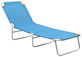 vidaXL Șezlong de plajă pliabil, albastru turcoaz, oțel și textil