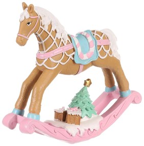 Decorațiune de Crăciun Cal balansoar, roz,polirazină, 17 cm