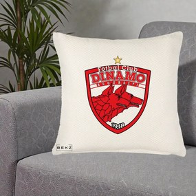 Perna Personalizata FC Dinamo Bucuresti 1948 Fotbal, 40x40 cm, Crem Reliefat, Husa Detasabila, Perna Inclusa, BEKZ®