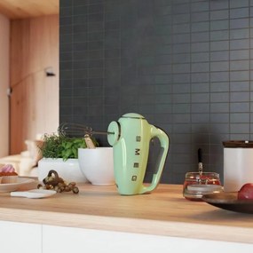 Mixer manual SMEG 50's Style HMF01PGEU, 250 W, 9 viteze, Functie Turbo, Afisaj LED, Timer, Accesorii, Verde