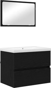 vidaXL Set de mobilier pentru baie 3 pcs Stejar Negru Lemn compozit