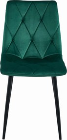 OFERTA Scaun de mese din catifea verde inchis LIBRA cu picioare negre calitate a II-a
