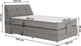 Pat electric reglabil, cu arcuri, gri, 120x200, GERONA NEW