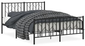 374454 vidaXL Cadru pat metalic cu tăblie de cap/picioare, negru, 135x190 cm