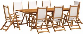 vidaXL Set mobilier de grădină, 9 piese, lemn masiv acacia/textilenă