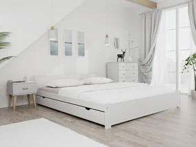 Pat dublu Culoare alb, IKAROS 180 x 200 cm Saltele: Cu saltele Deluxe 10 cm, Somiera pat: Cu lamele curbate