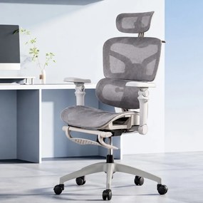 Scaun de birou ergonomic din mesh cu brațe 7D, șezut culisant și tetieră reglabilă 3D SYYT 9524 gri