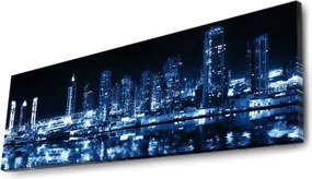 Tablou 3090DACT-6, albastru/negru, panza, cu iluminare LED,  90x30 cm
