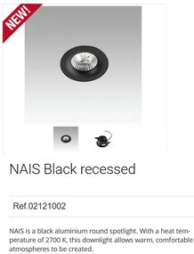 Spot LED incastrabil pentru tavan / plafon NAIS negru