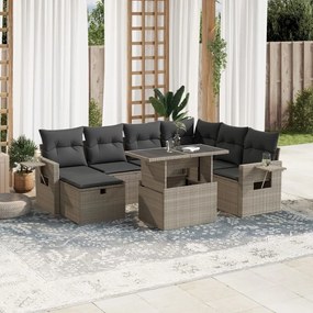 3275002 vidaXL Set mobilier de grădină cu perne, 8 piese gri deschis poliratan