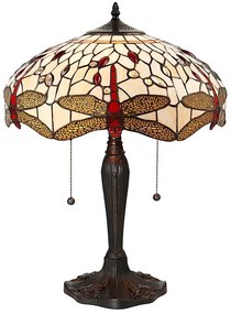 Endon 64085 - Lampă de masă Tiffany DRAGONFLY, 2xE27/60W/230V, diam. 41 cm