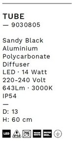 Stalp LED iluminat exterior modern IP54 TUBE H-60cm