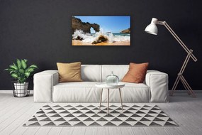 Tablou pe panza canvas Sea Beach Peisaj Brun Alb Galben