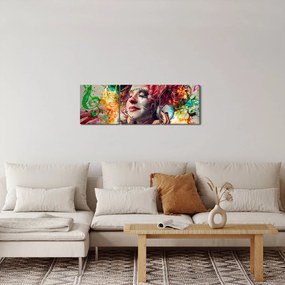 Tablou - Artista cu căști (cu ceas) (90x30 cm)