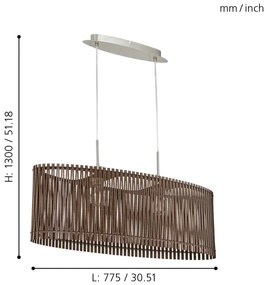 Eglo 96201 - Lustra SENDERO 2xE27/60W/230V