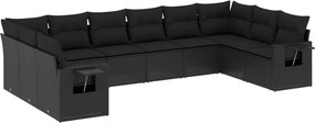 vidaXL Set canapele de grădină cu perne, 10 piese, negru, poliratan