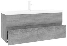 Dulap de chiuveta cu bazin incorporat gri sonoma lemn prelucrat sonoma gri, 100 x 38, fara oglinda