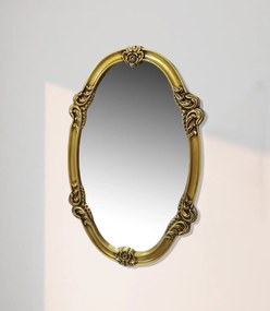 Oglindă decorativa de perete, cu ramă auriu antic, 55x90 cm