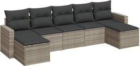 vidaXL Set canapele de grădină cu perne, 7piese gri deschis poliratan