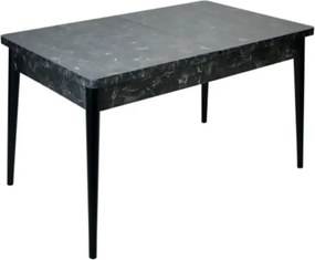 Set masa extensibila negru marmorat cu 6 scaune tapitate Beluga culoare turcoaz