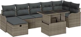 vidaXL Set de canapele pentru grădină cu pernă 8 pcs Gri Rattan poli