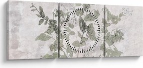 Tablou - Plante in ipsos (cu ceas) (90x30 cm)