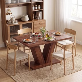HOMCOM Masă de Dining Dreptunghiulară pentru 4 Persoane 120x80 cm Nuc | Aosom Romania