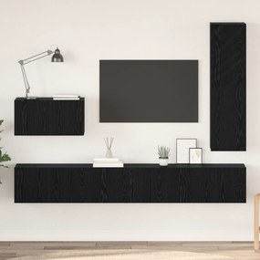 vidaXL Set comodă TV cu raft Altele 4 pcs Stejar negru 30.5 x 30 x 110 cm
