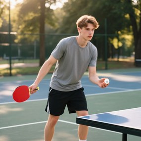 SPORTNOW Set 4 Palete Ping Pong și 8 Mingi cu Husă Roșu și Negru | Aosom Romania